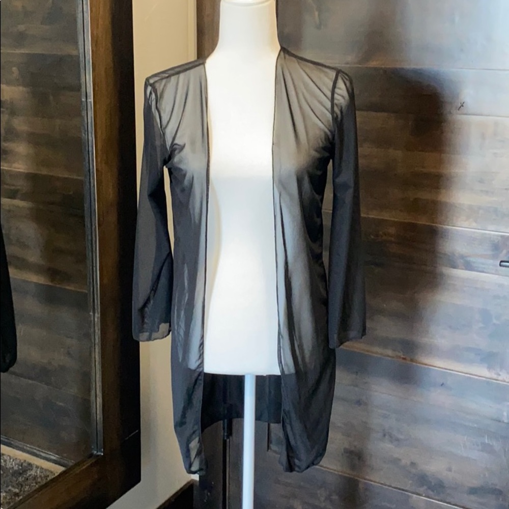 Black Sheer Kimono Cover Up Large